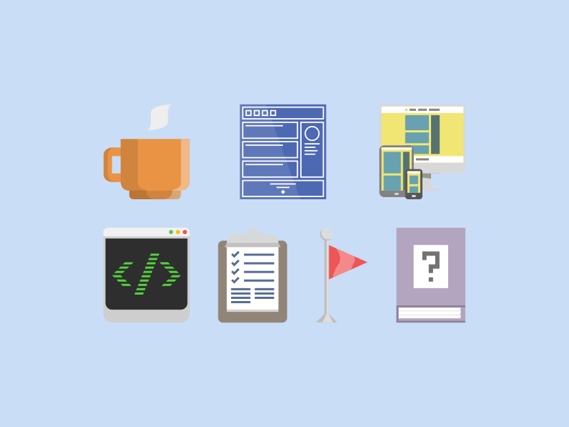 Collection of icons depicting design process